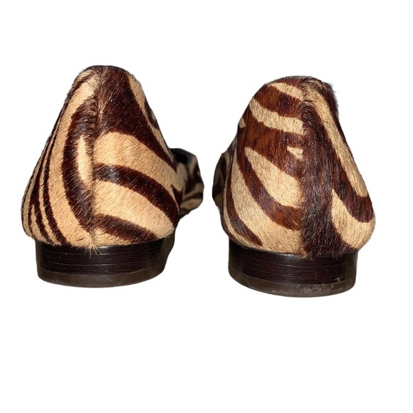 Diego du Lucca pony hair flats w/leather brass accent, tiger stripes, size8, EUC - Picture 7 of 7